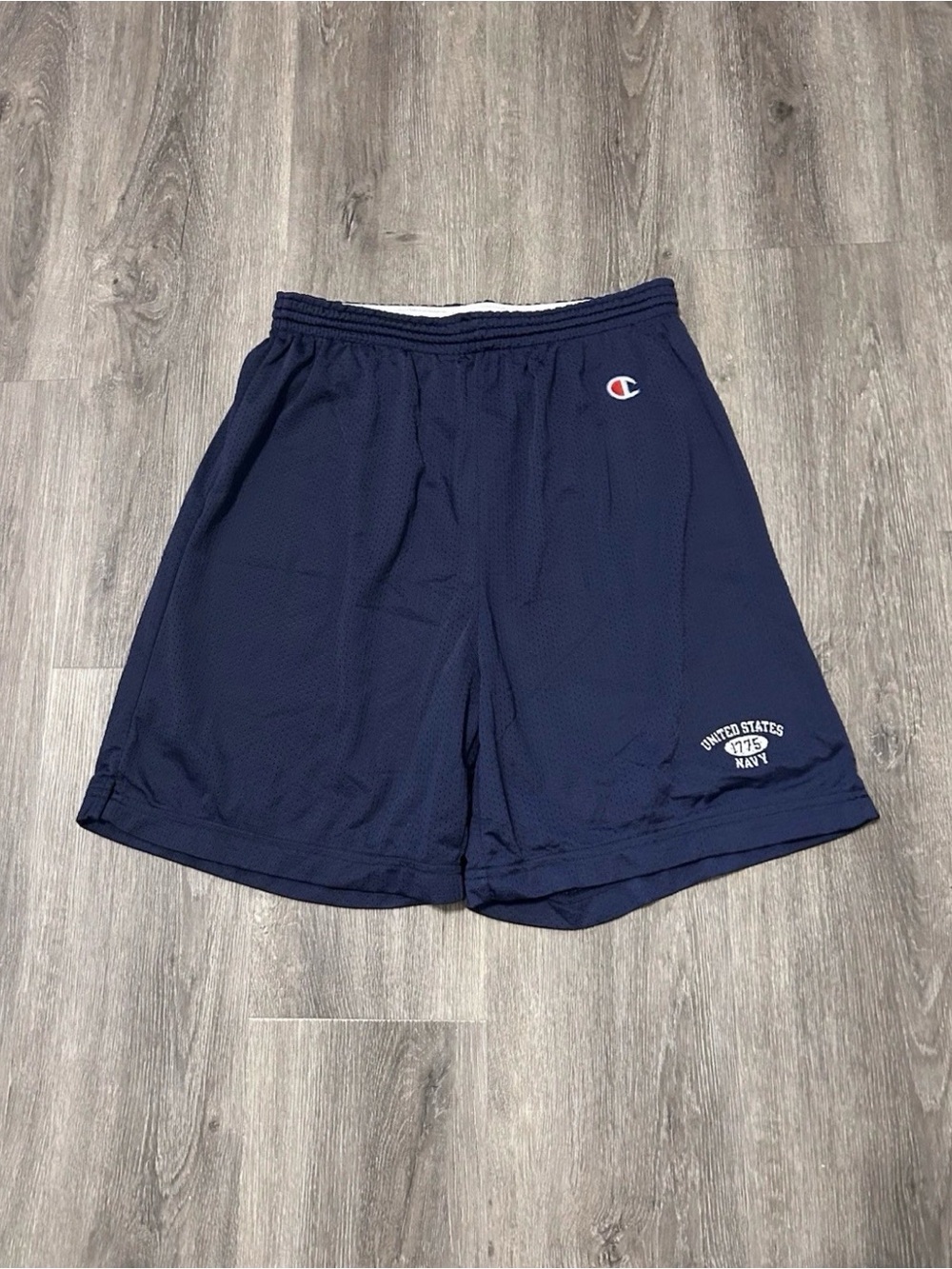 Vintage Champion 1775 United States Navy Mesh Blue Shorts Men’s Sz XL Military